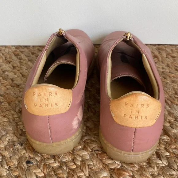 Pairs In Paris Blush Leather Zip Sneakers designed in Paris made in Portugal - Picture 4 of 16